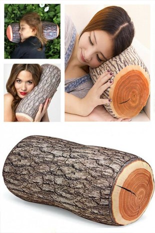 3D Odun Desenli Dekoratif Yastık